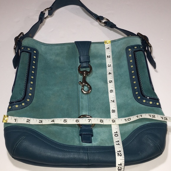 COACH teal suede w/deep teal leather w/accents - Picture 8 of 8